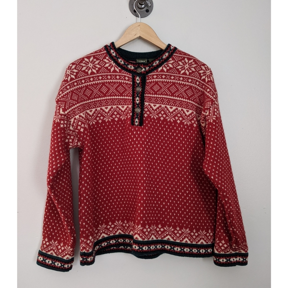 L.L. Bean Nordic Fair Isle Wool Kingfield Sweater